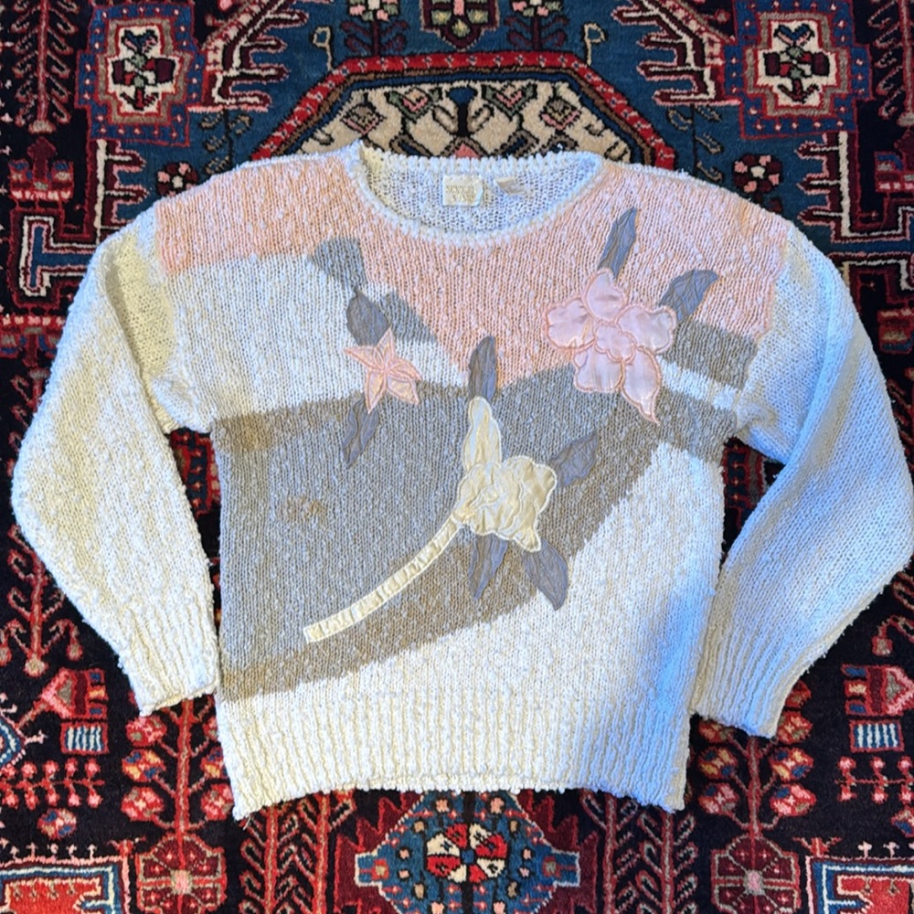 Vintage Floral Patterned Sweater -women's M anthropology & free people vibes